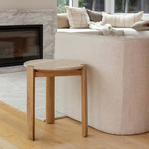 A C Furniture: Arthur Travertine Side Table