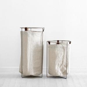 Gifts For Them: Oatmeal Linen Laundry Basket - Champagne Frame