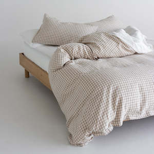 Sale Linen: European Linen Duvet Cover - Natural Small Gingham
