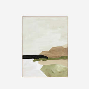 Art Prints: Tranquil Coastline Framed Canvas - Olive