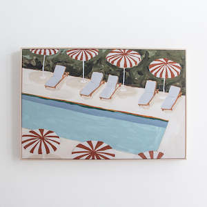 Resort Pool Framed Canvas