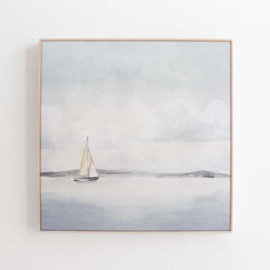 Art Prints: Serene Sailboat Framed Canvas