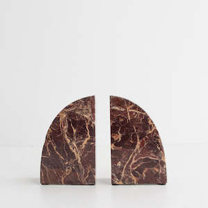 Rufus Curve Bookends, Cherry Marble - Set of 2