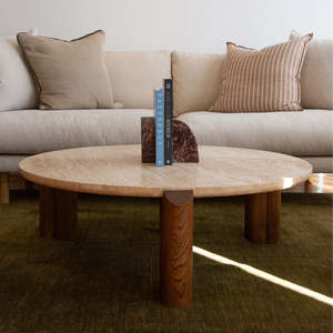 Living Room Furniture: Cain Travertine Coffee Table