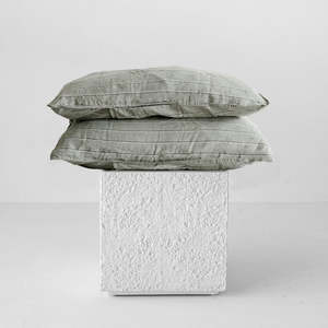 Sale Linen: Linen Pillowcases - Rosemary Dual Stripe