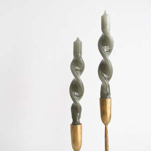 Twisted Candle Set of 2 - Green