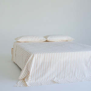 Last Chance: Stonewash Cotton Flat Sheet - Cedar Stripe