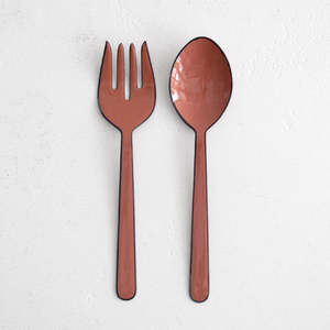 Serveware: Alder Enamel Salad Servers - Pepperberry