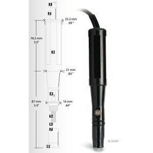 HANNA HI 76407/2 Dissolved Oxygen Prove with 2m cable for use with HANNA HI2400