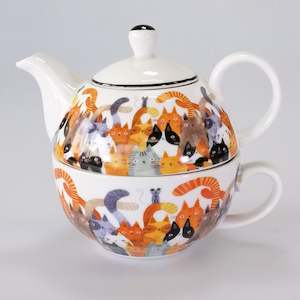 Cats: Ashdene Quirky Cats 'Photobomb' - Tea For One Set