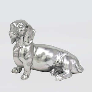 Dogs: Dachshund Dog Sculpture - Silver