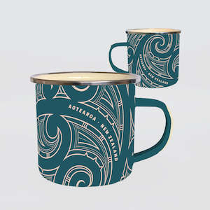 Enamel Mugs Plates: Wild Kiwi Enamel Mug - Kowhaiwhai