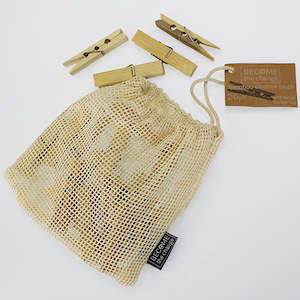 Laundry Cleaning: 20 Bamboo Clothes Pegs in a Bag