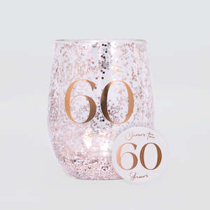 Glittery Stemless Glass - '60th'