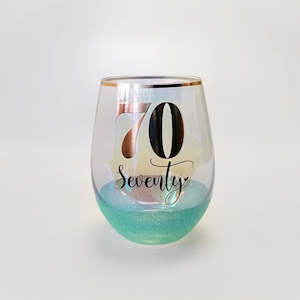 Grandparents: 70th Birthday Glitter Glass