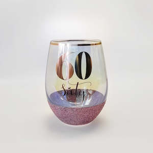 60th  Birthday Glitter Glass