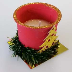 Votive Christmas Candle - Red & Gold