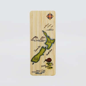Books Stationery: Wooden Bookmark - 'NZ Map'