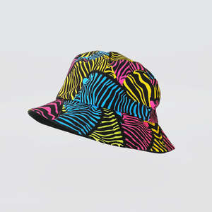 Hats Gloves Socks: Bucket Hat - 'Coloured Zebra'