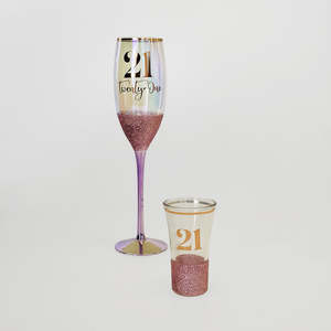21st Champagne & Shot Glass Set