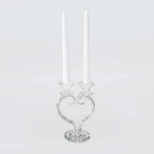 Crystal Glass: Crushed Heart Candle Stand