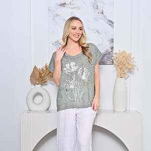 Clothing 1: Silver Floral Linen Top
