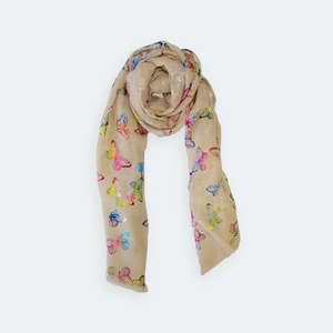 Butterfly Foil Scarf - Beige