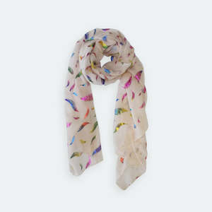 Boxing Day Sale: Feather Foil Scarf - Beige