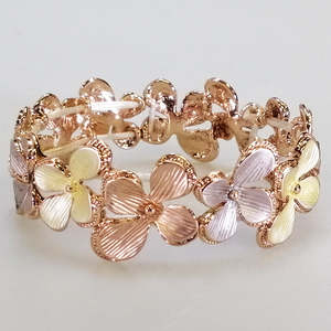 Bracelets: Kiwicraft - Rose Gold Flowers Elastic Bangle