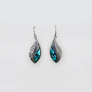 Earrings: Filigree Paua Earrings - 'Spiral Leaves'