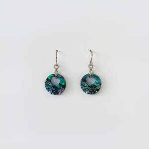 Paua Earrings 'Small Creole Waves' - Silverstone