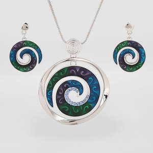 Jewellery Sets: Blue/Purple/Green Koru Pendant Set