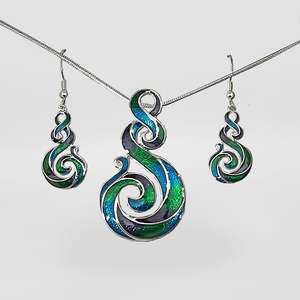 Blue & Green Purple Twist Pendant Set