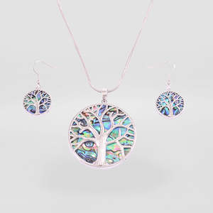Jewellery Sets: Paua 'Tree Of Life' Necklace Set