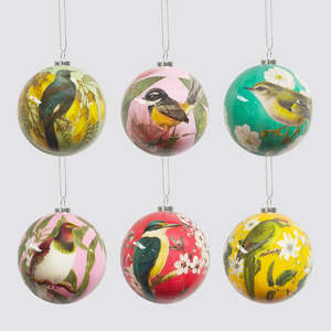 Christmas: NZ Native Birds Baubles S/6