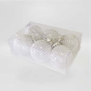 Silver Xmas Baubles - 6pk