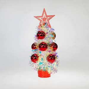 Christmas Tree W/ Baubles & Lights - White