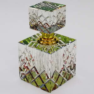 Crystal Glass: Coloured Cut Glass Cube Perfume Bottle