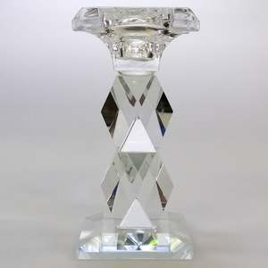 Crystal Glass: Clear Glass Candle Holder - 14cm