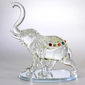 Crystal Glass: Clear Glass Elephant - Large