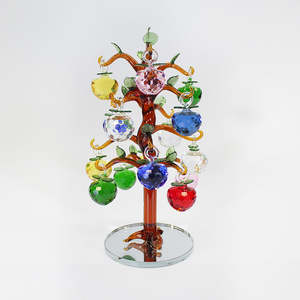 16 Apple Multicolour Glass Apple Tree - Amber Trunk