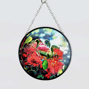 Crystal Glass: NZ Bird Glass Hanging Discs