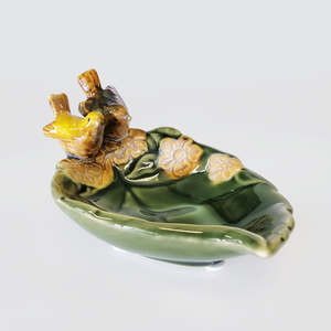 Vases Bowls: Ceramic Bird Leaf Dish - 16cm