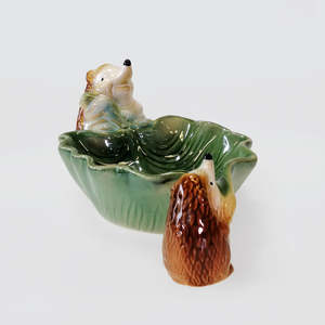 Vases Bowls: Ceramic Hedgehogs With Leaf Bowls