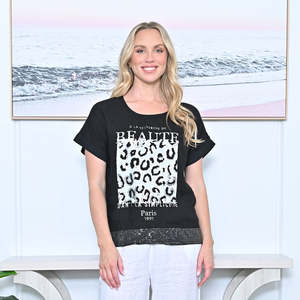 Leopard Print Linen Top