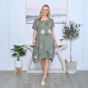 Clothing 1: Circle Print Cocoon Linen Dress