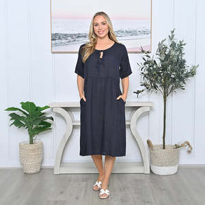 Front String Linen Dress