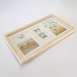 Frames Bf: Light Beige Wooden Frame - Triple 4x6"
