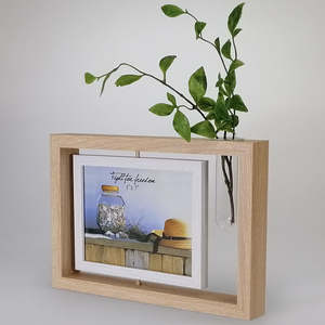 Frames Bf: Light Mirror Spin Photo Frame With Tube Vase - 5"x 7"