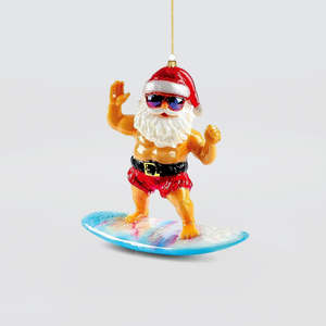 Surfing Santa Bauble